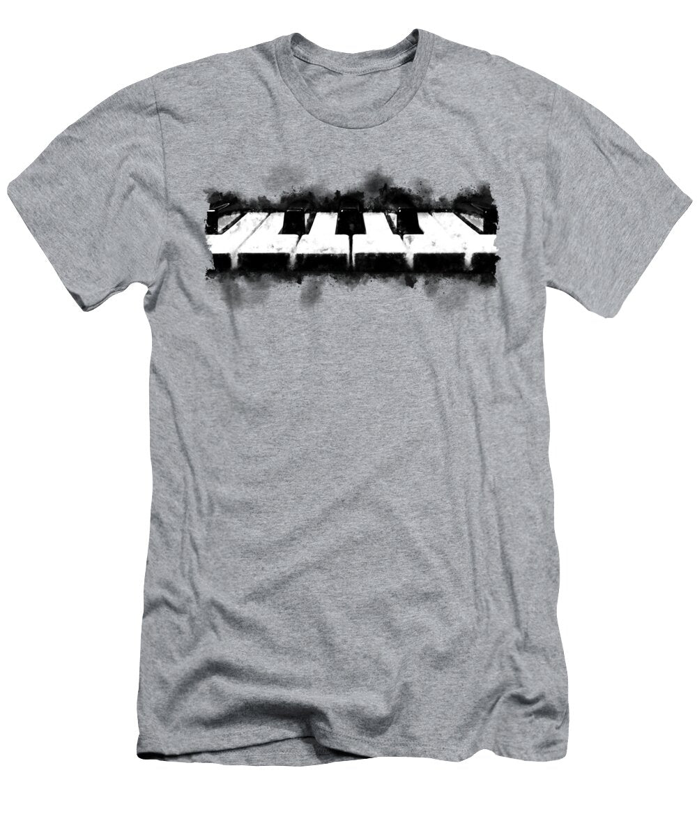 Close Up of Piano Keyboard in Black and White Watercolor Andreea Eva Herczegh T-Shirt