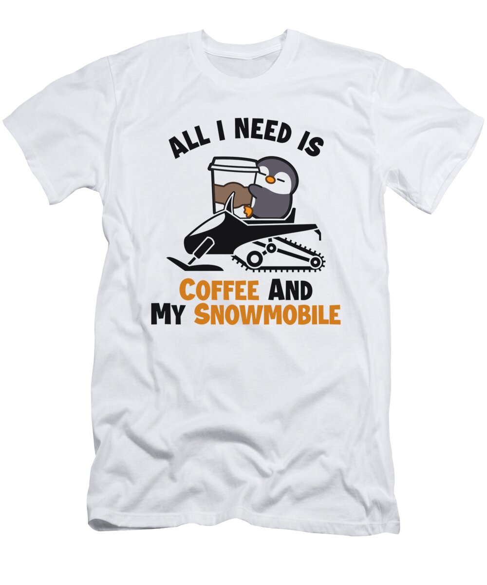 Coffee and My Snowmobile Sledding Snowbike Snowmobile Riding Graphics Lab T-Shirt