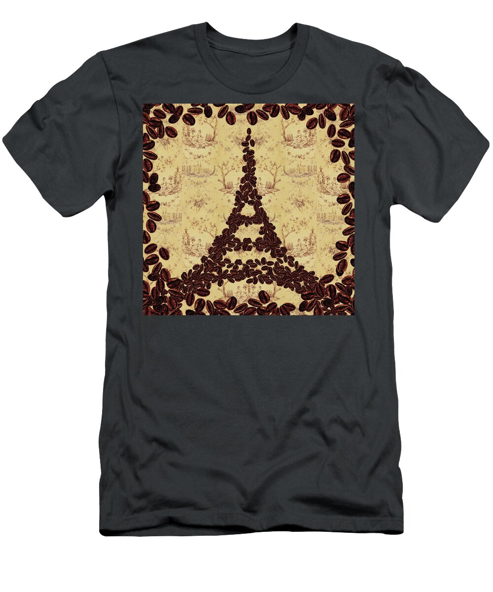 Coffee Beans Watercolor Eiffel Tower French Roast Irina Sztukowski T-Shirt