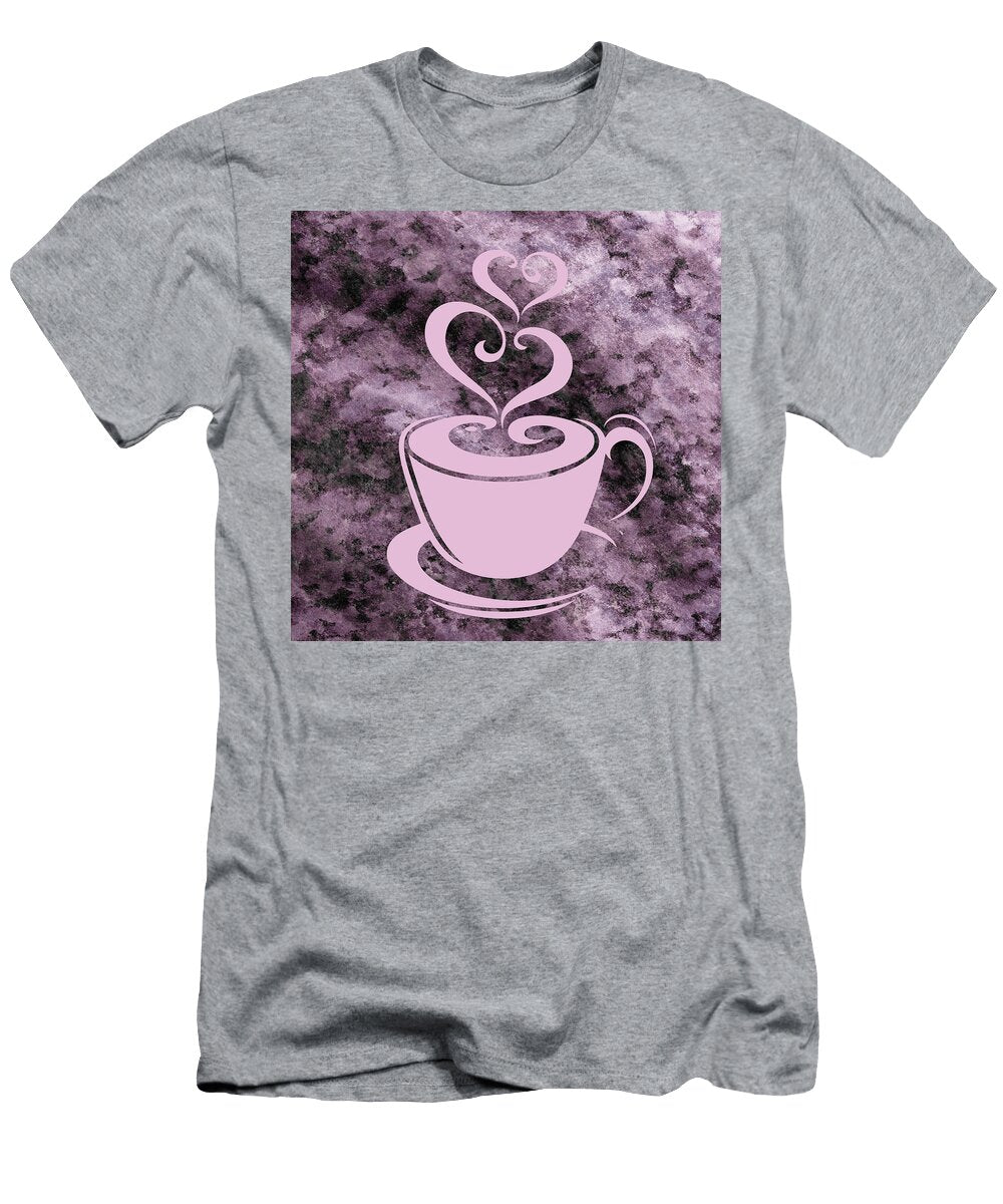 Coffee Cup with Two Sweet Hearts Delicious Soft Cool Pastel Pink Watercolor Irina Sztukowski T-Shirt