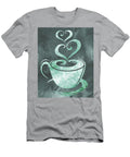 Coffee Cup with Two Sweet Hearts Delicious Teal Blue Watercolor Iii Irina Sztukowski T-Shirt