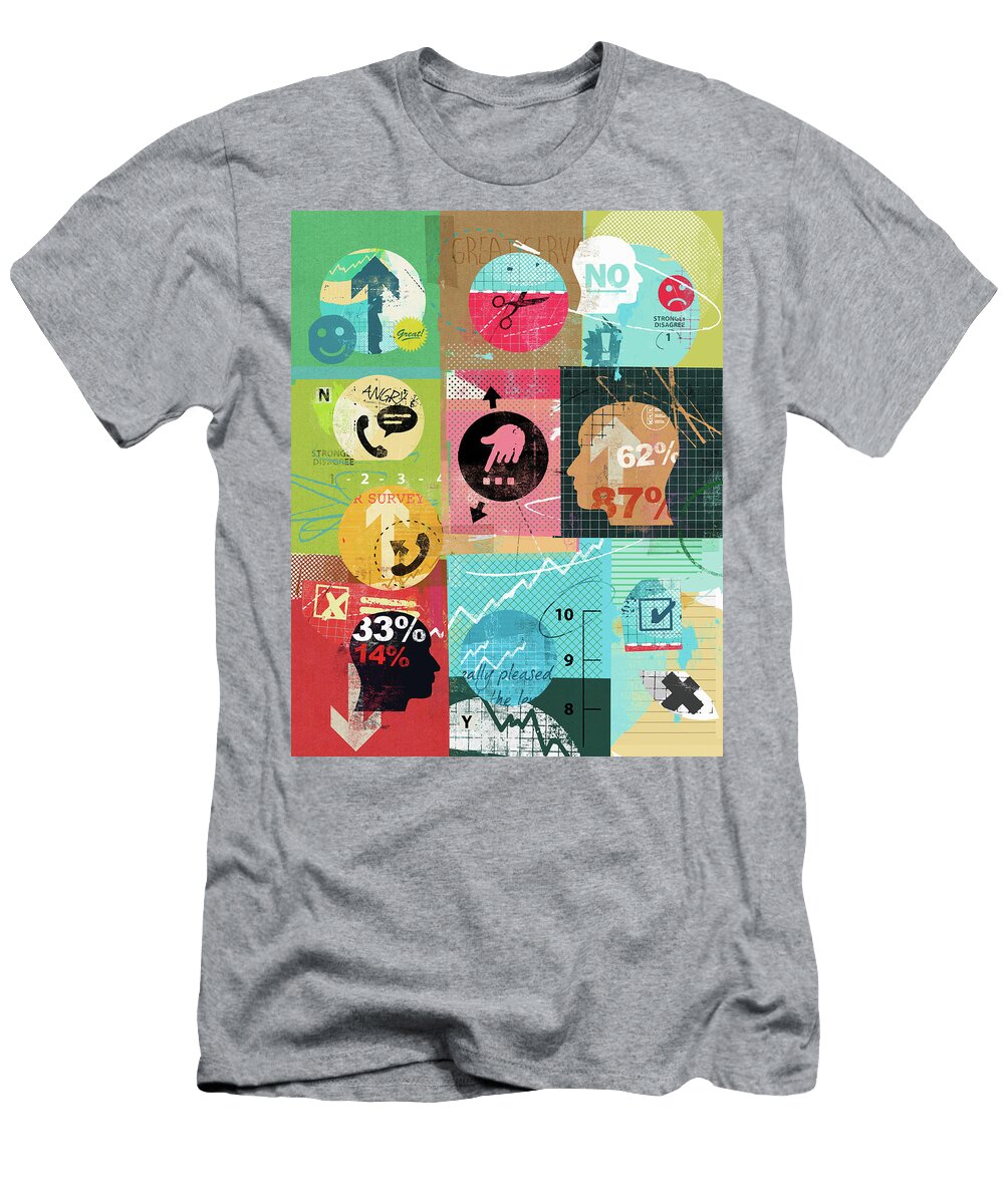 Collage of Market Research Ikon Ikon Images T-Shirt