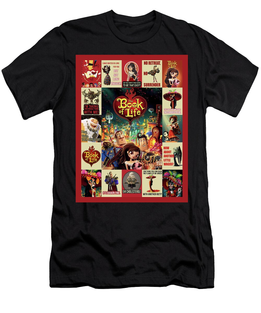 Colorful Day of the Dead Inspired Fantasy Collage Poster with Gothic Folk Art Characters Robert Stockton T-Shirt