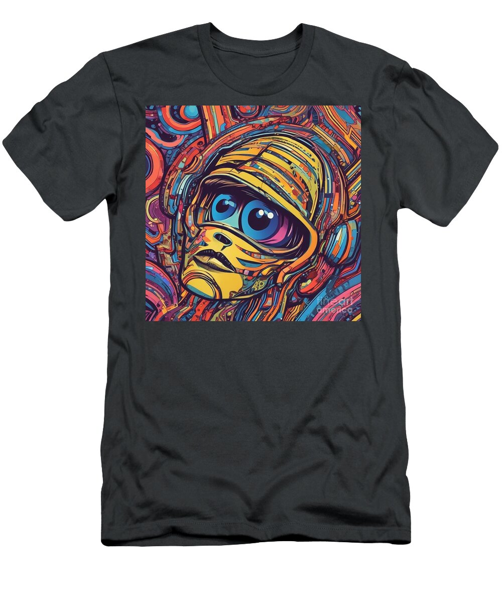 Colorful Futuristic Robot Portrait Elisabet Bondesson T-Shirt