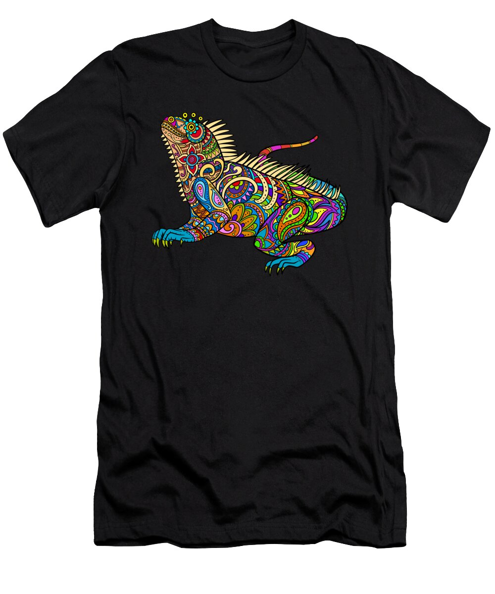 Colorful Iguana Artsy Pattern Lizard Mister T-Shirt