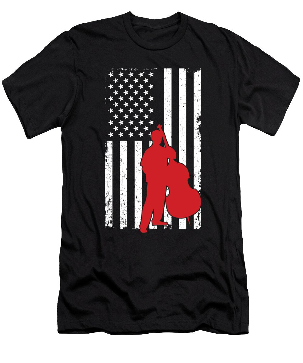Contrabassist Musicians Contrabass Player Double Bass Player USA Flag Gift Thomas Larch T-Shirt