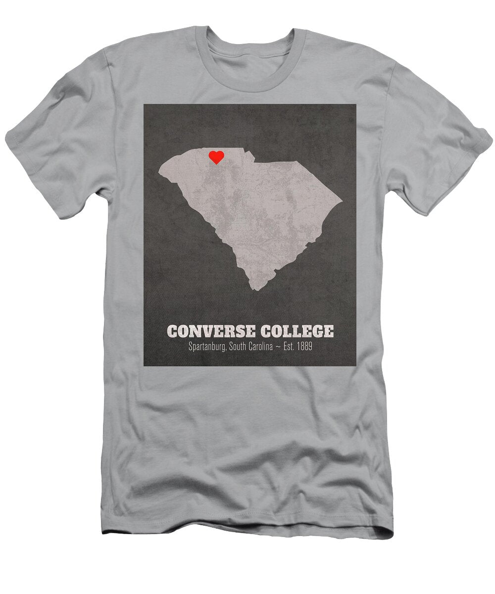 Converse College Spartanburg South Carolina Founded Date Heart Map Design Turnpike T-Shirt