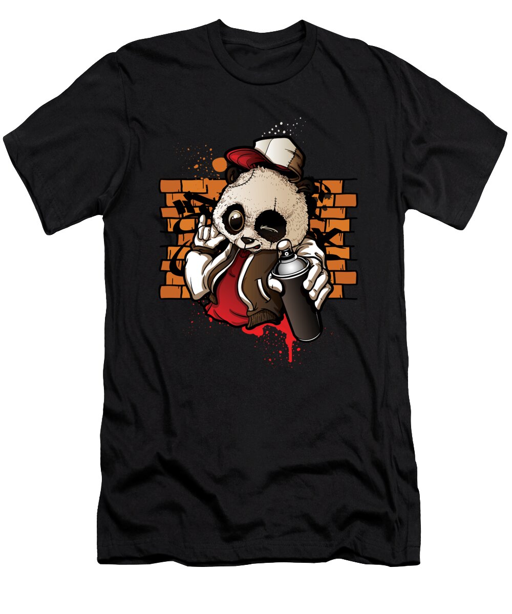 Cool Hip Hop Panda Hiphop Graffiti Spray Paint Street Wall Art Urban Mural Thomas Larch T-Shirt
