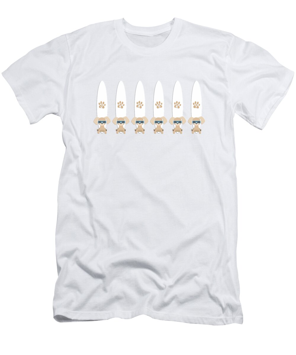Cool Jersey Pups Surf Team in Sunglasses with Surfboards Selfie Barefoot Bodeez Art T-Shirt