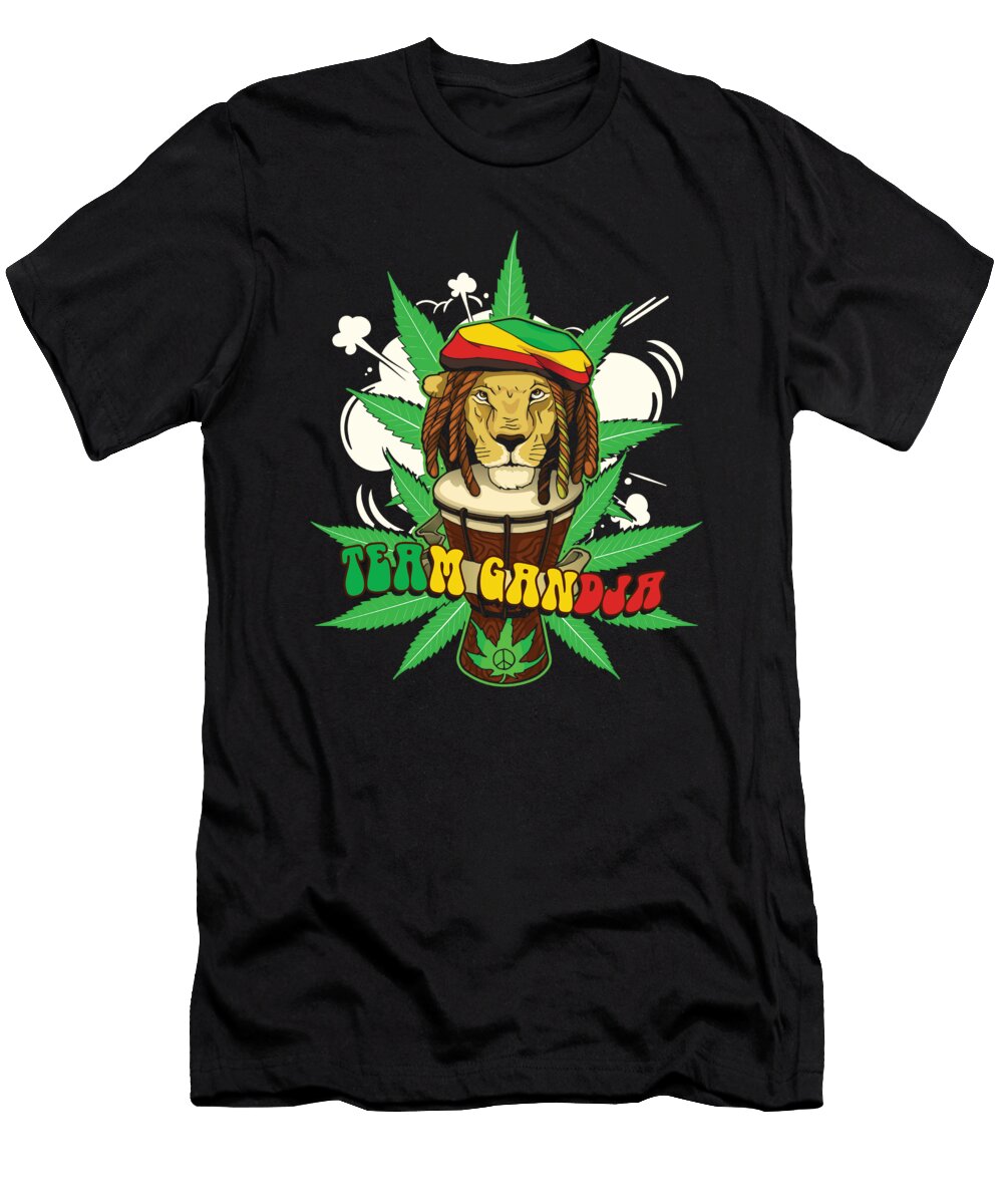 Cool Team Gandja Lion Reggae Cannabis Leaf Pot Smoker Pothead Smoking Gift Thomas Larch T-Shirt