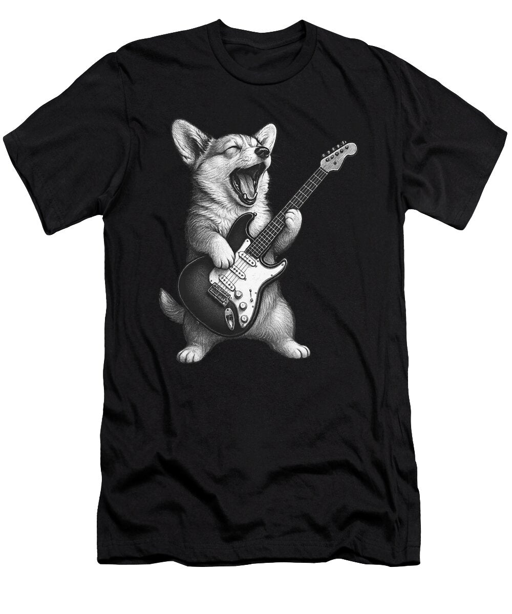 Corgi Playing Guitar Rock Music Dog Lover Sophie Eleanor T-Shirt