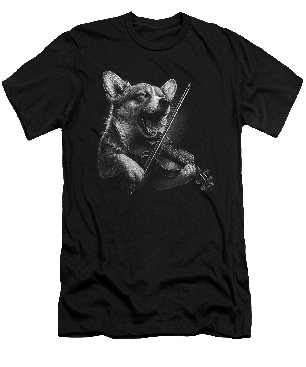 Corgi Playing Violin Violinist Dog Lover Sophie Eleanor T-Shirt