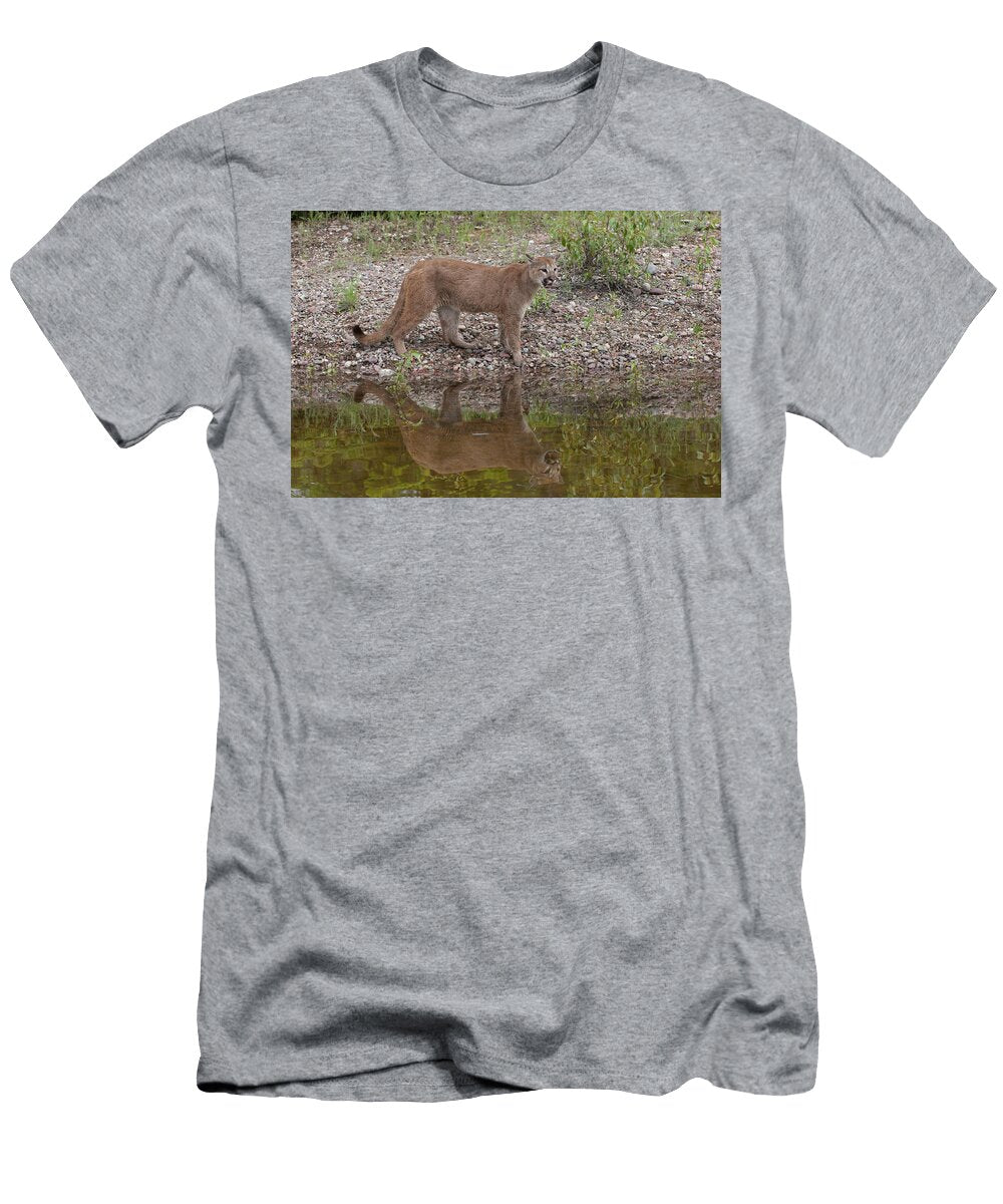 Cougar By Lake with Reflection Jack Nevitt T-Shirt
