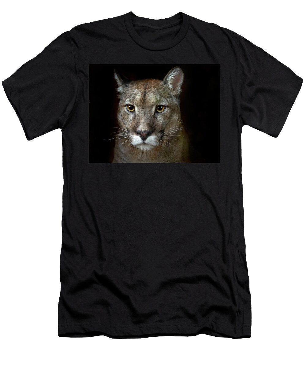 Cougar Portrait Captive Occurs in Americas Digitally Ernie Janes Natureplcom T-Shirt