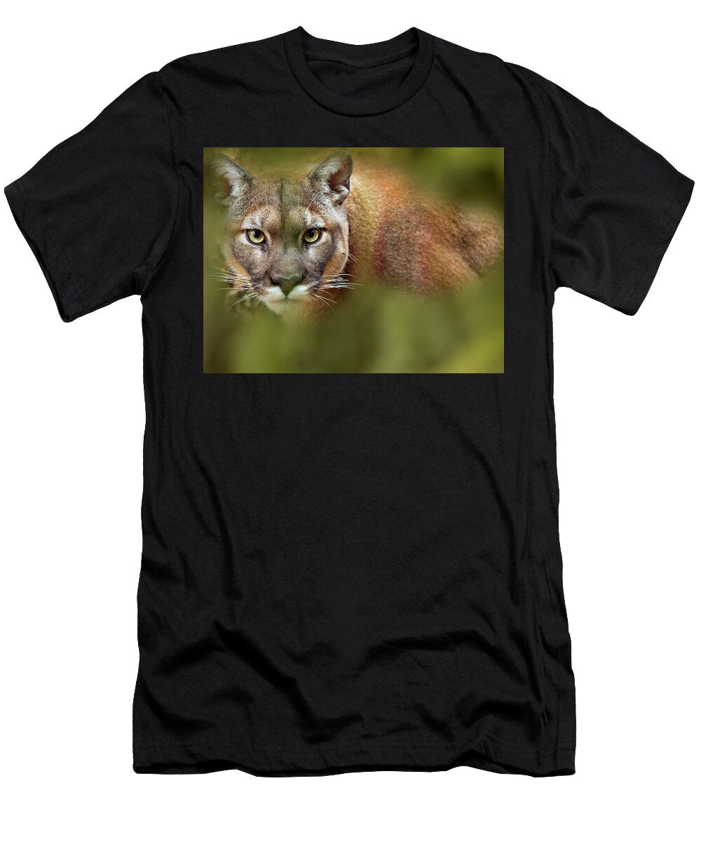 Cougar Portrait Captive Occurs in the Americas with Ernie Janes Natureplcom T-Shirt