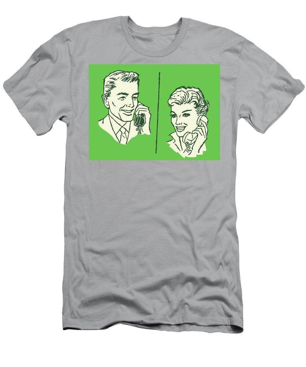 Couple Talking on Telephone Csa Images T-Shirt