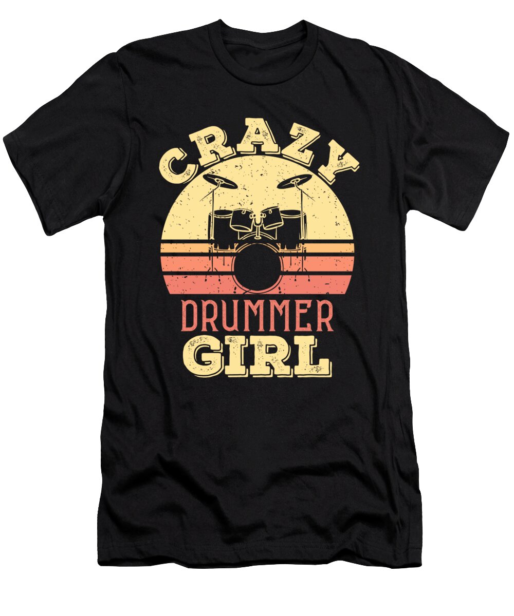 Crazy Drummer Girl Retro Me T-Shirt