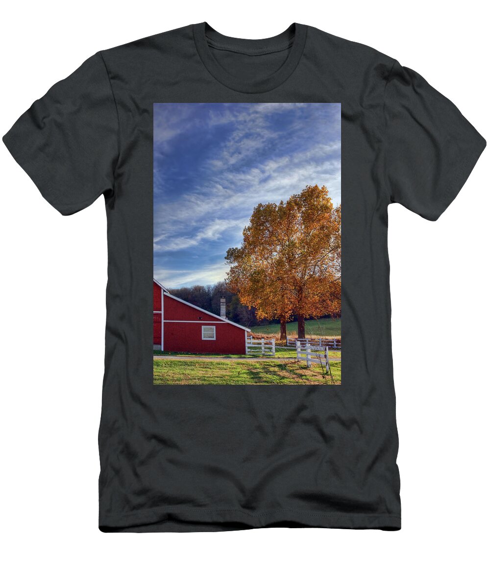 Crescent Barn in Autumn Nikolyn Mcdonald T-Shirt