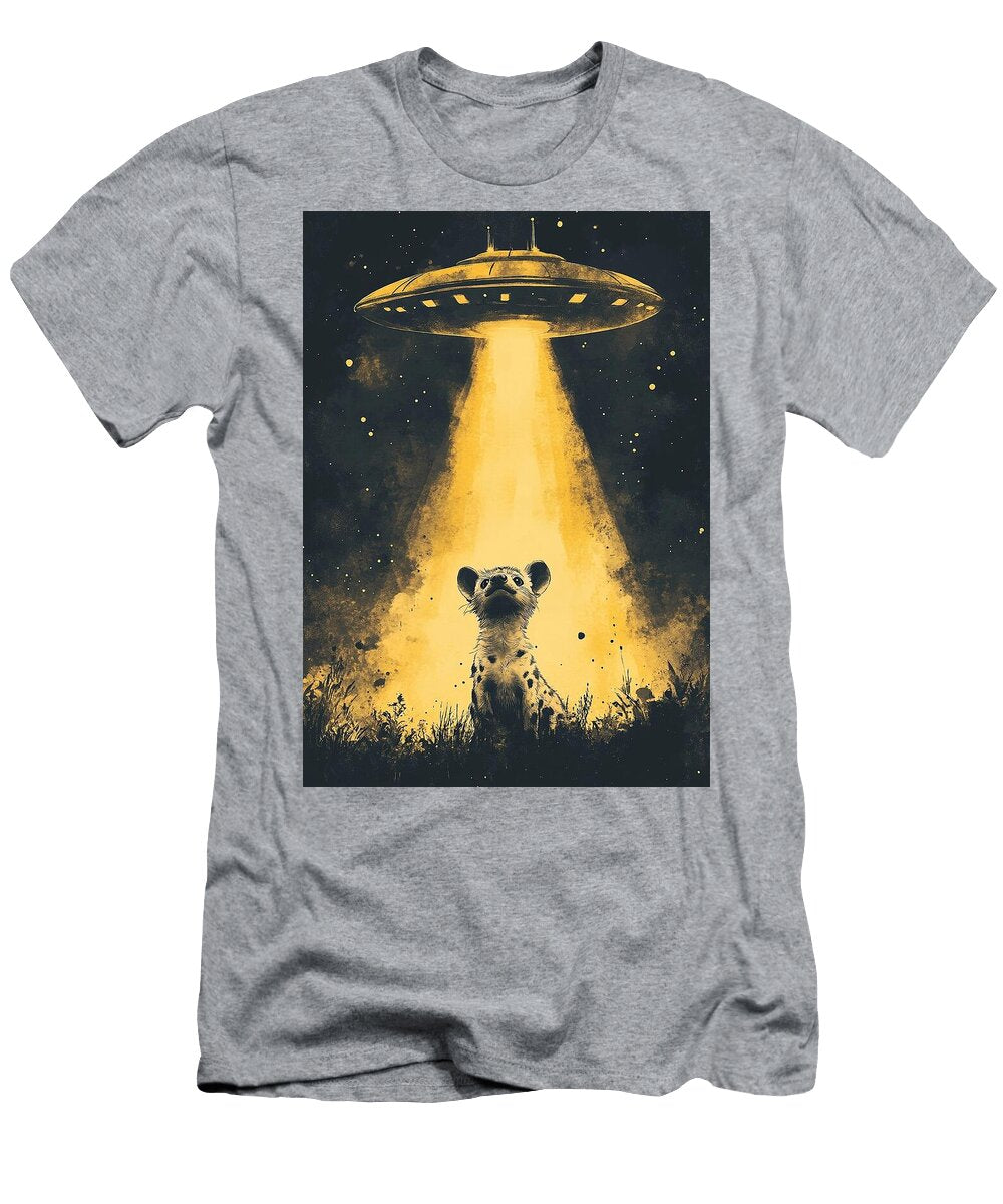 Cute Cub Gazing At Ufo in the Night Sky Grover Mcclure T-Shirt