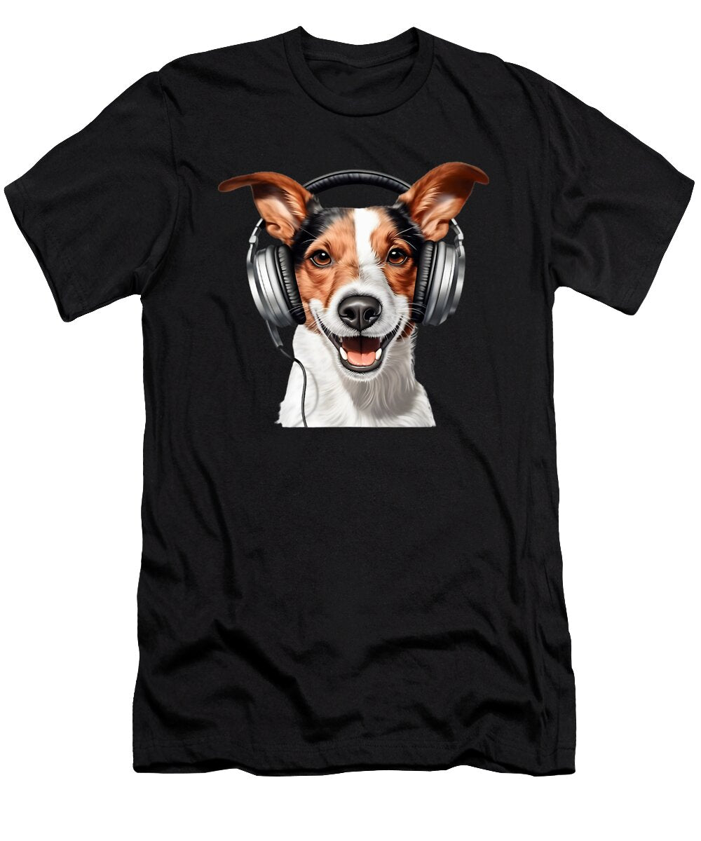 Cute Terrier Dog with Headphones Fun Gift for Sophie Eleanor T-Shirt