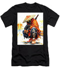 Cyber Samurai Orange Neon Palette Knife Impasto Wall Art Ramy Hefny T-Shirt