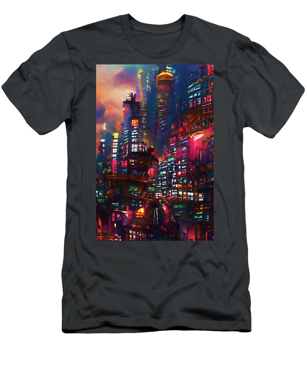 Cyberpunk Cityscape 04 Am Fineartprints T-Shirt