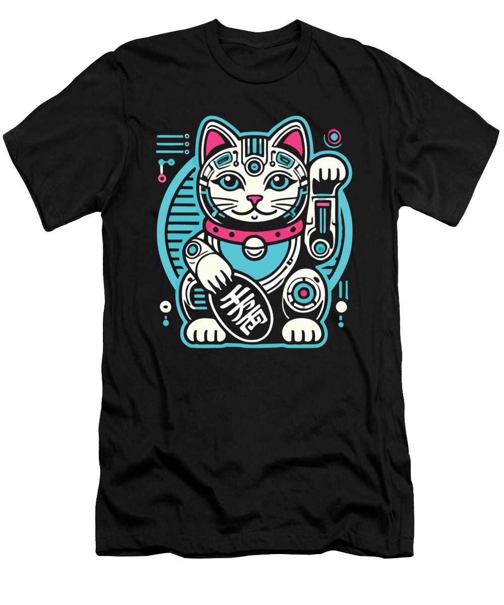 Cyberpunk Maneki Neko Lucky Money Cat Matthew Chan T-Shirt
