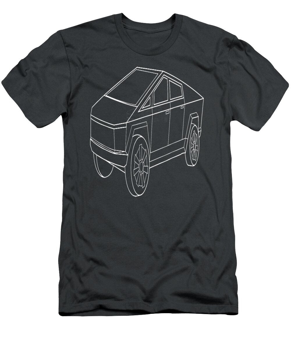 Cybertrucks Line Art Futuristic Truck Cyber Design Ev Fan Ayanah Mahree T-Shirt