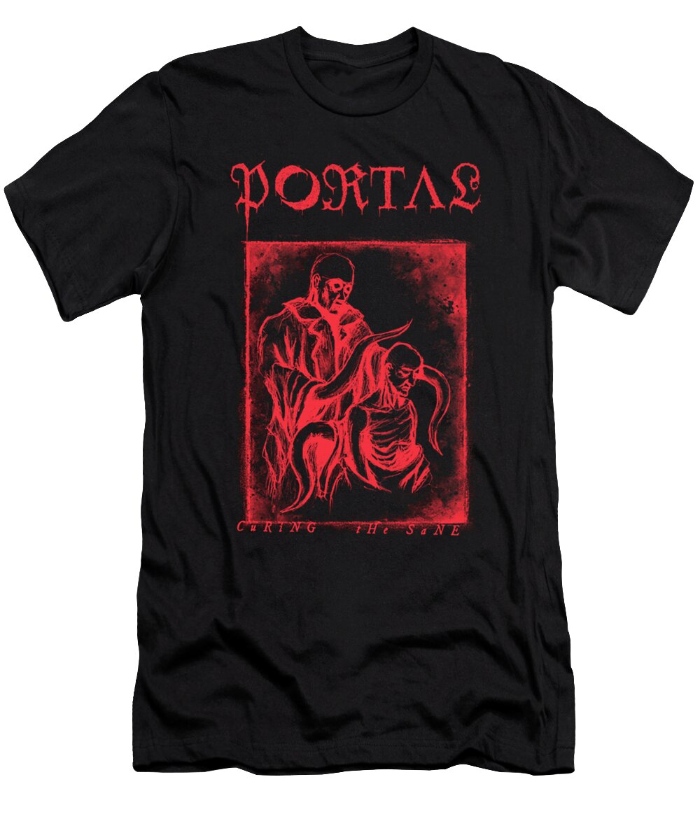 Dark Gothic Horror Poster Red Distressed Figures Burning Scene Grunge Macabre Wall Art Will Ziman T-Shirt