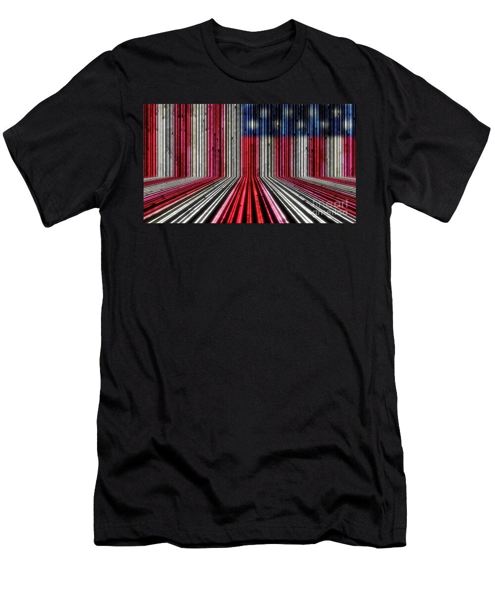 Data Lines Flow USA Flag Allan Swart T-Shirt