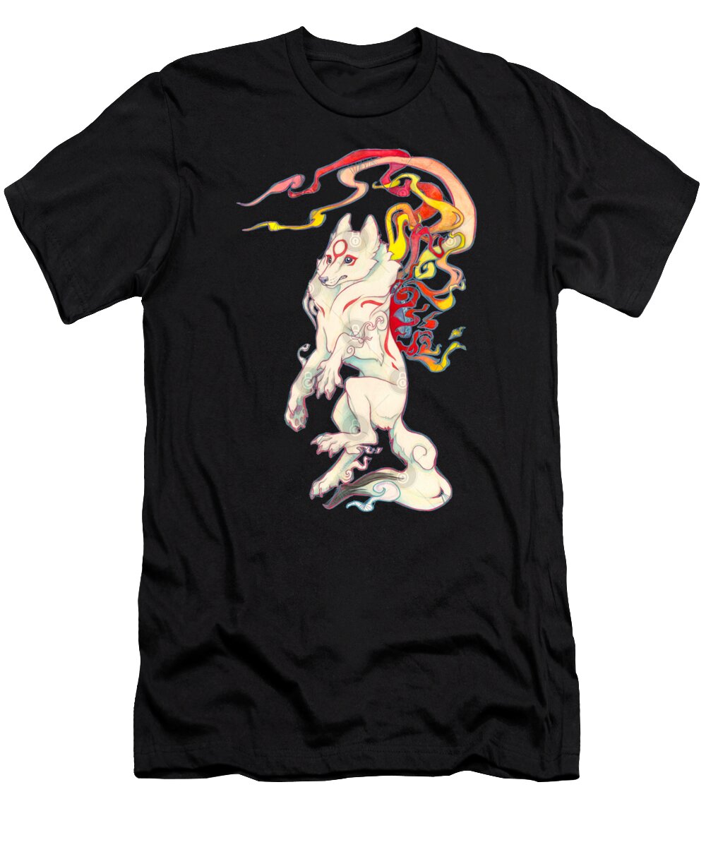 Designer Painted Warrior Amaterasu Plain Okami Video Game T-Shirt