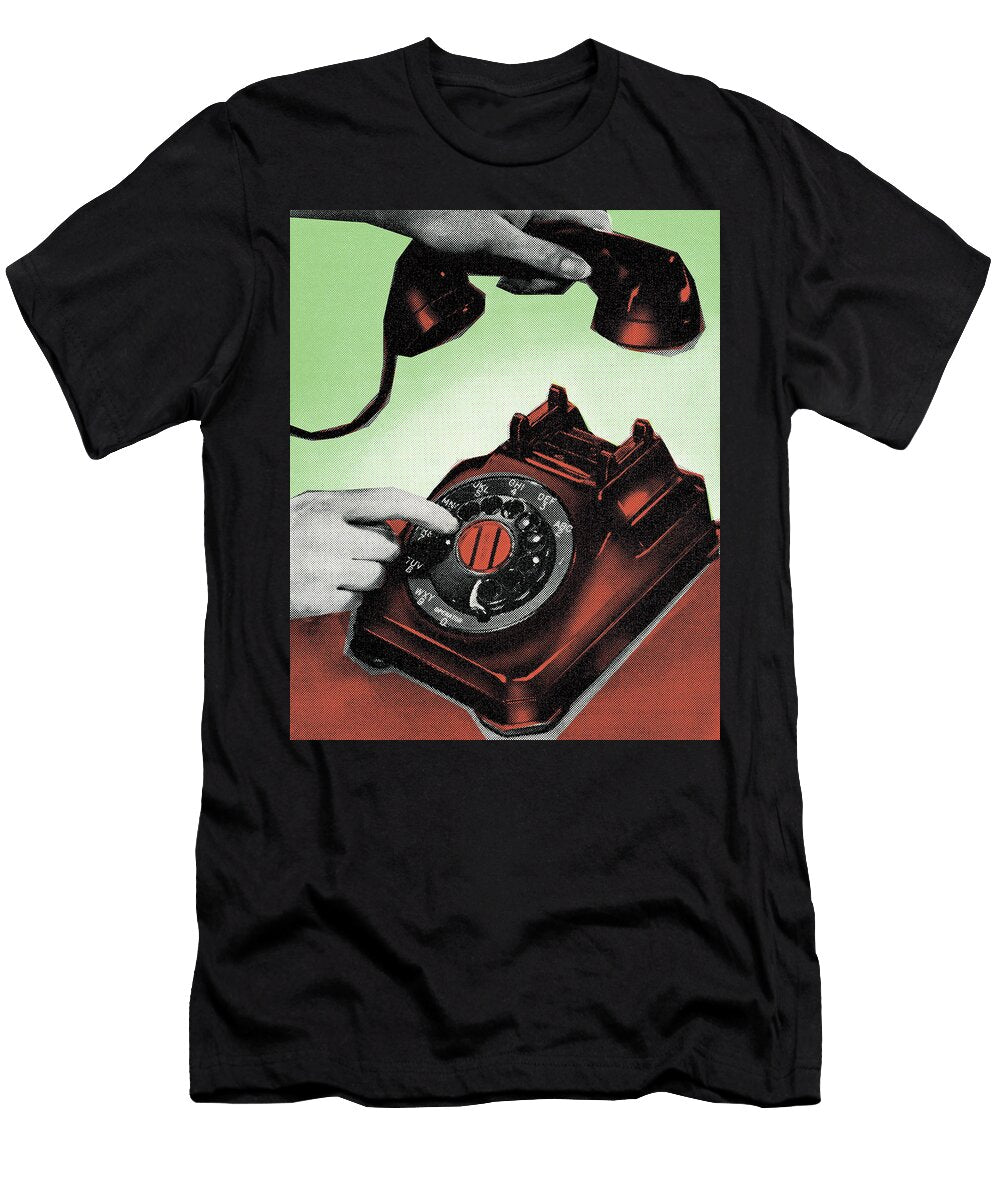 Dialing a Red Rotary Telephone Csa Images T-Shirt