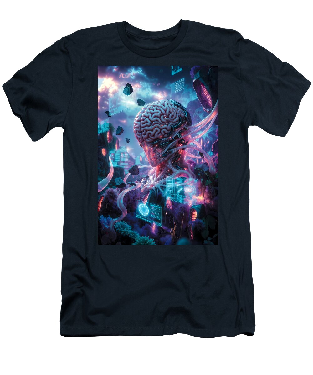 Digital Cybernetic Brain Landscape Tricky Woo T-Shirt