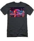 Digital Globe and Financial Symbols in Neon Cyber Data Space Michal Bednarek T-Shirt