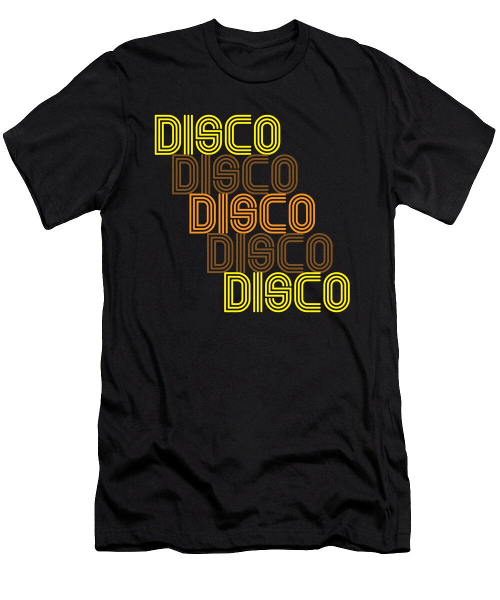 Disco Repeat Brown 1970s Disco Funk Vintage Retro Neon Light Funky Henry B T-Shirt