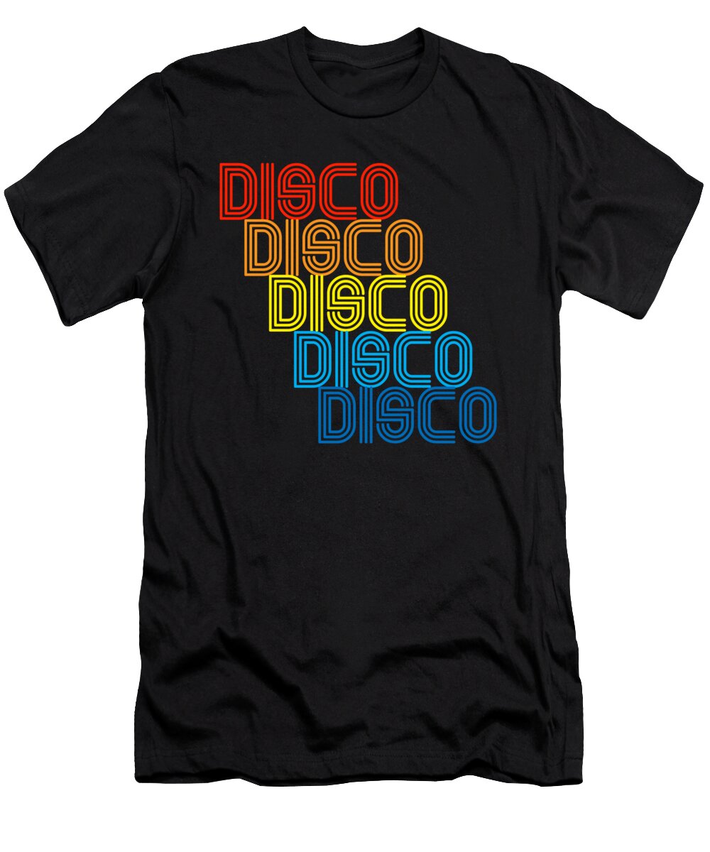 Disco Repeat Rainbow 1970s Disco Funk Vintage Retro Neon Light Funky Henry B T-Shirt