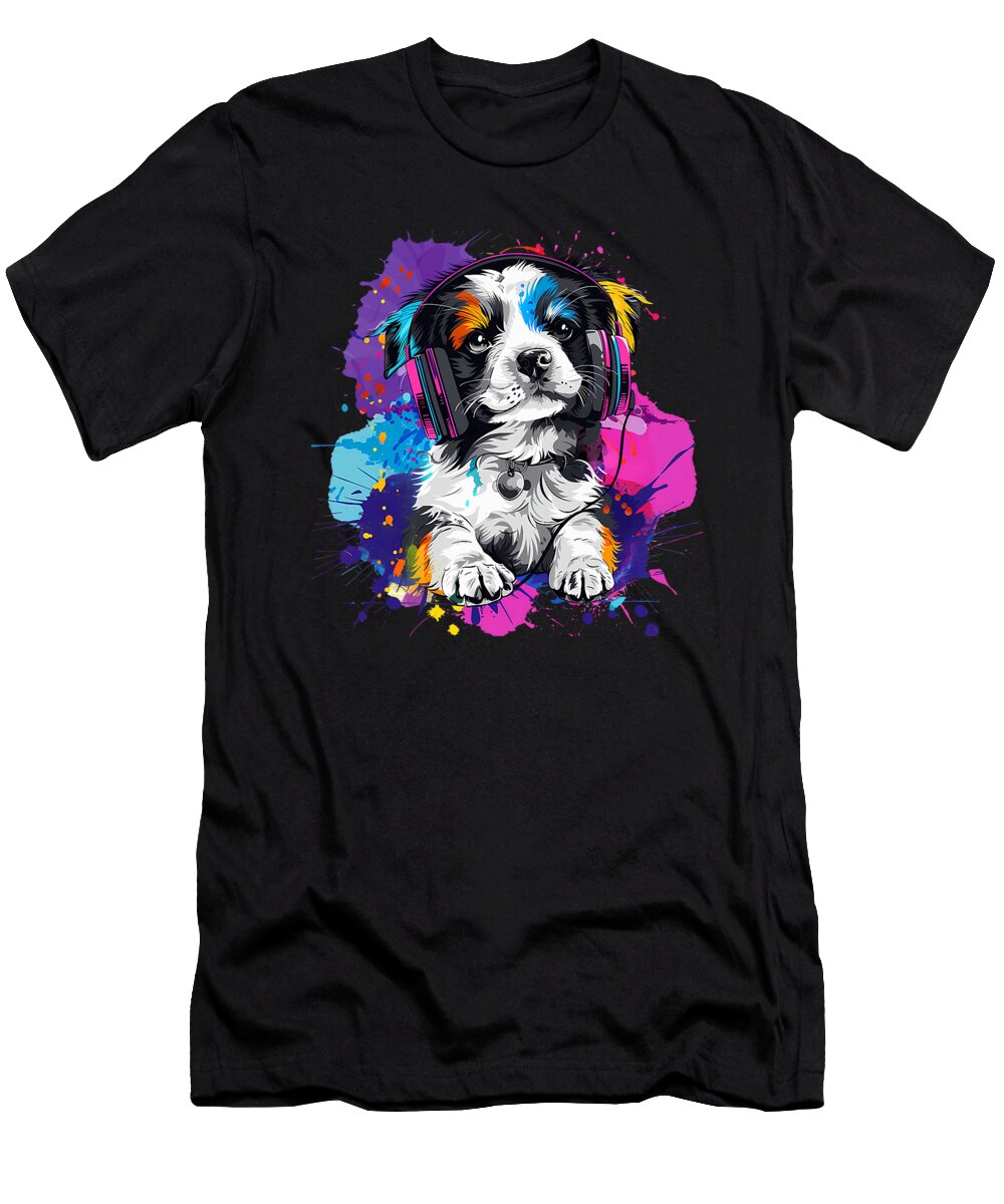 Dog DJ House Music Splash Music Headphones Edm Dh Bubble T-Shirt