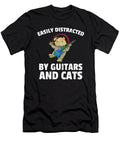 Easily Distracted By Cats and Guitar Vintage Retro Design Noirty Designs T-Shirt