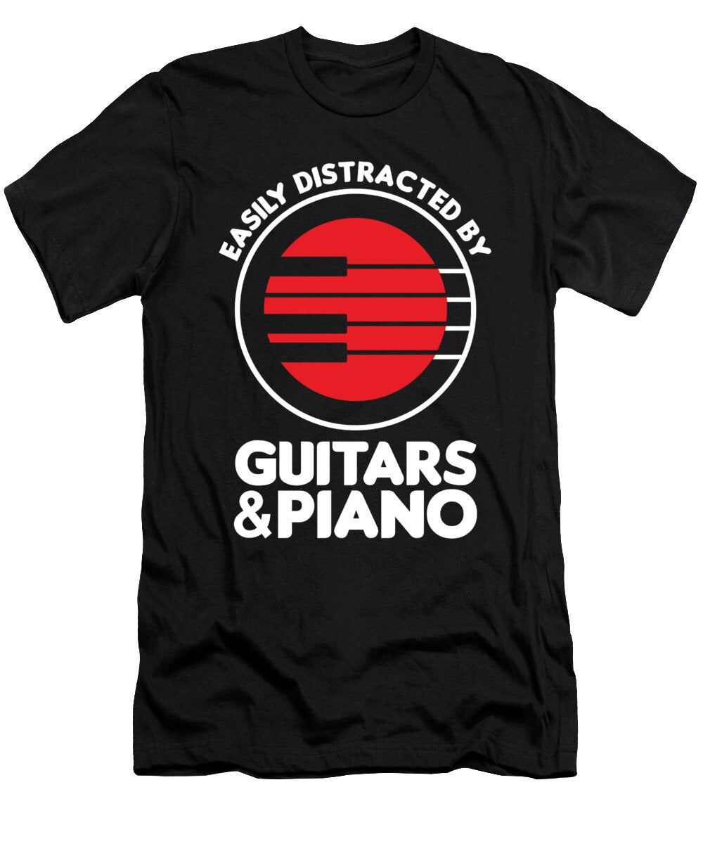 Easily Distracted By Guitars Piano Pianist Musician Gift Thomas Larch T-Shirt