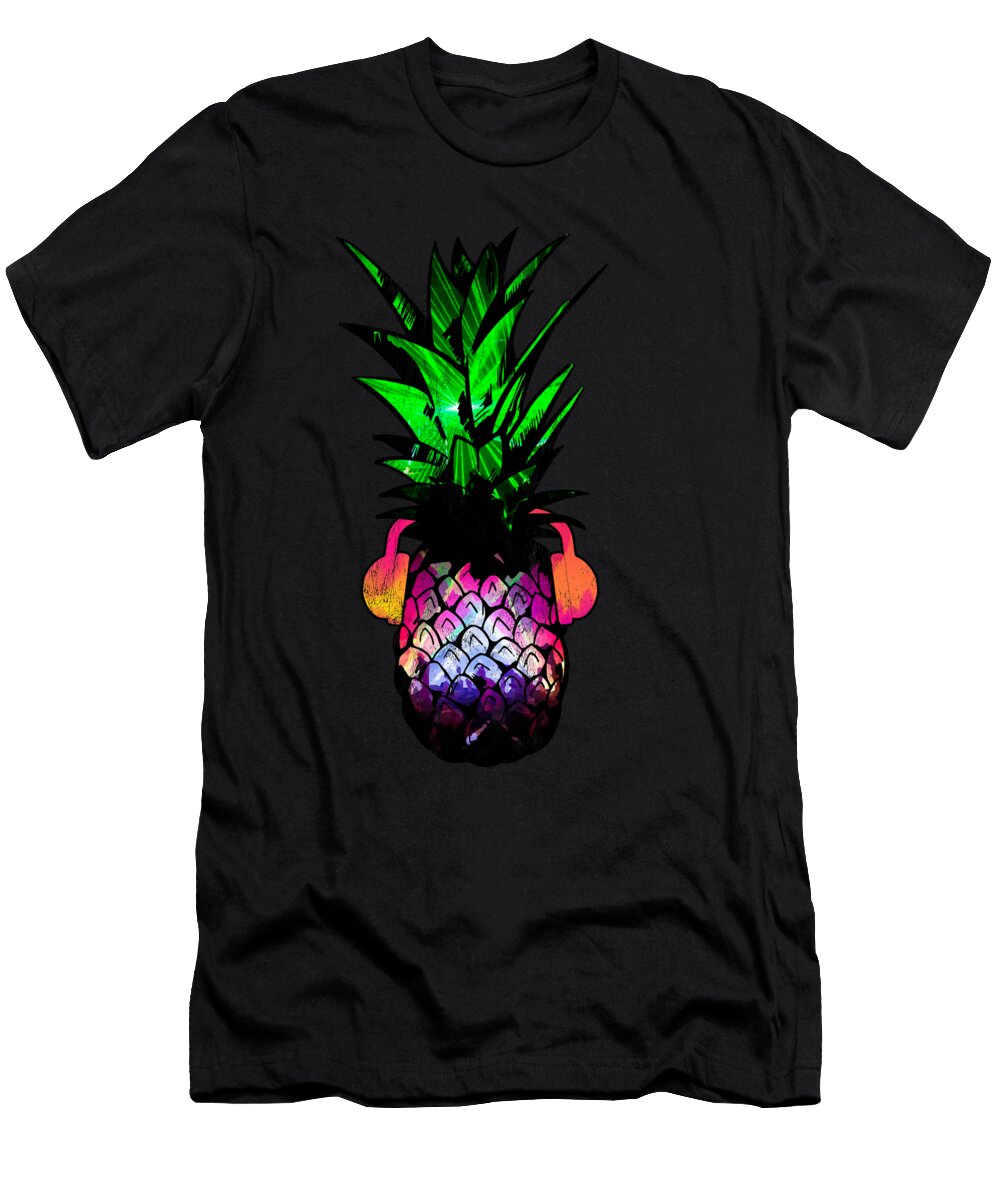 Edm Pineapple Edm Trippy Neon Rave Festival Dance Noirty Designs T-Shirt