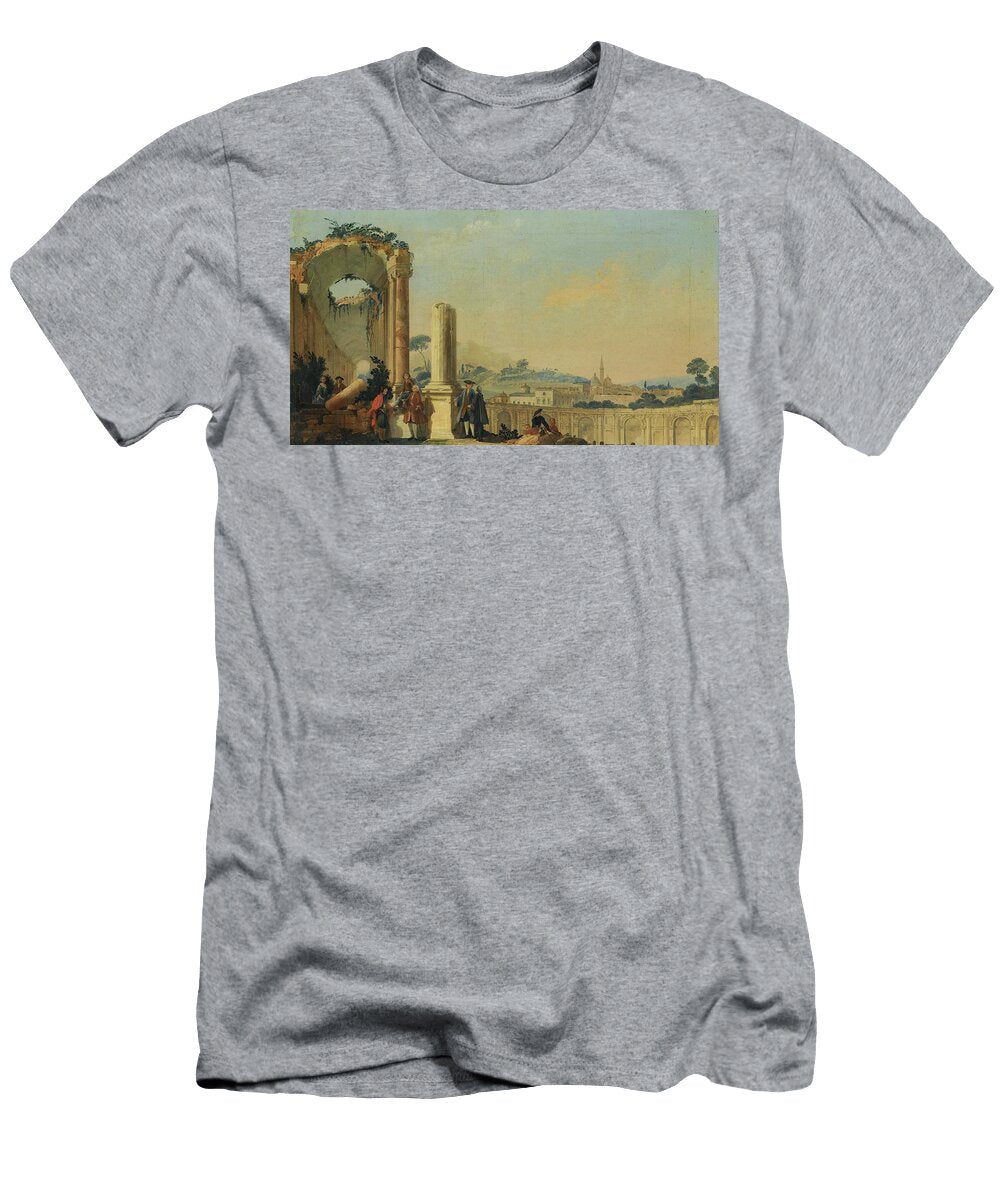 Elegant Figures Conversing Beneath Ruins a Hill Town the Pseudo Battaglioli T-Shirt