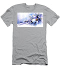 Elegant Winter Holiday Ornament with Shades of Blue and Snow Capturing a Festive Atmosphere Larts Studio T-Shirt