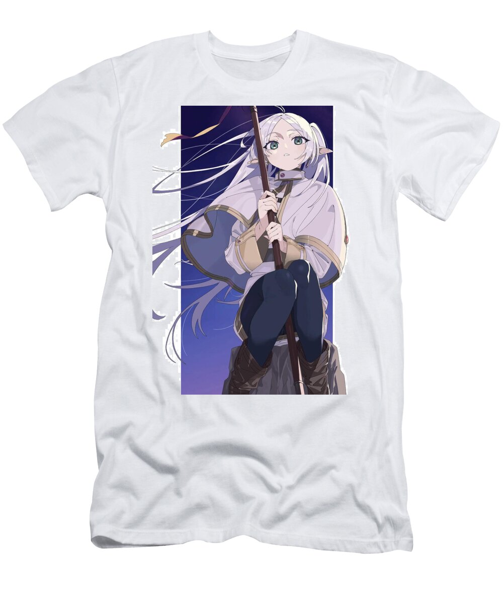 Elf Girl with Pole Serene Anime Style Alzo Salfo T-Shirt