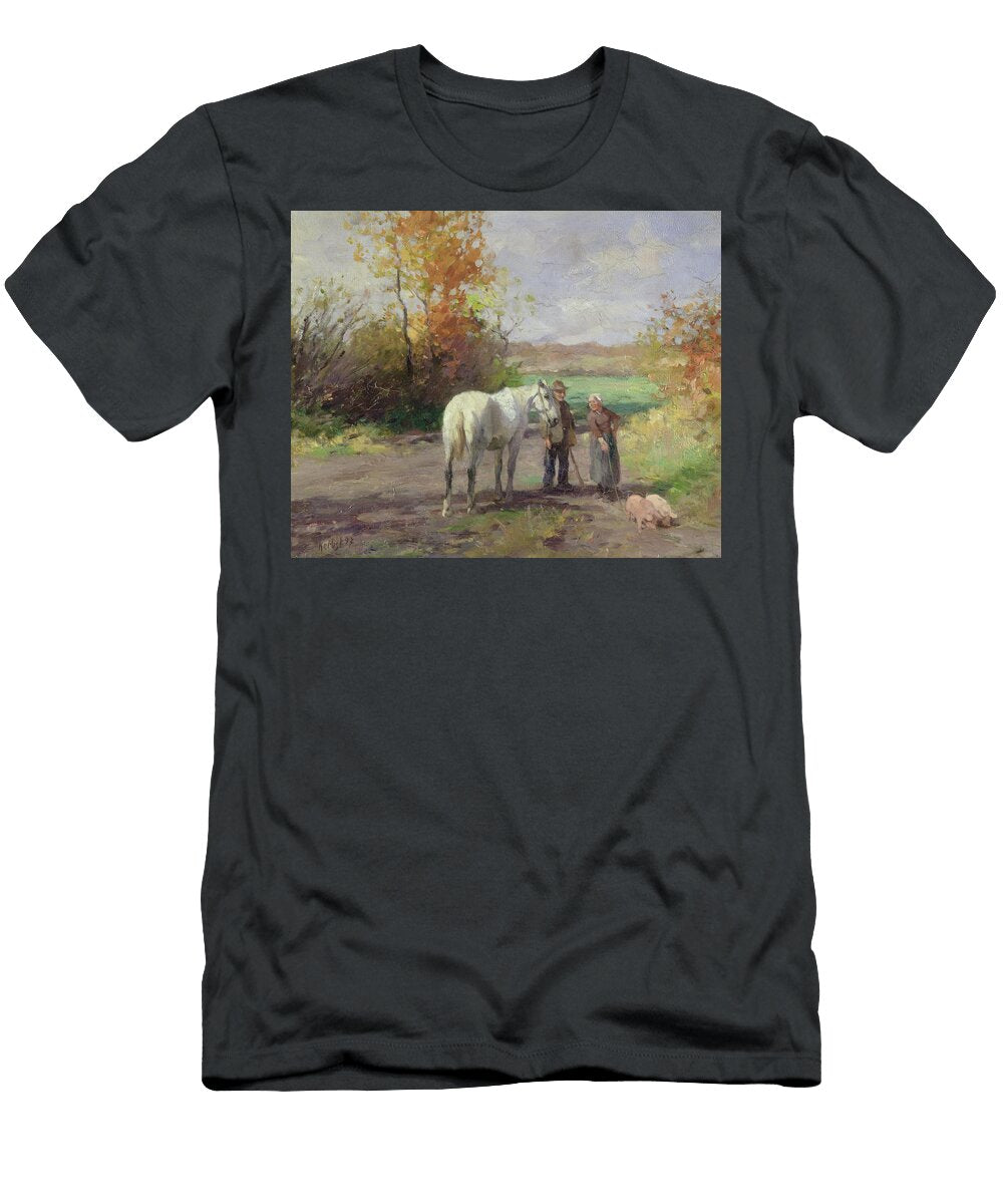 Encounter on the Way to the Field 1897 Oil on Panel Thomas Ludwig Herbst T-Shirt