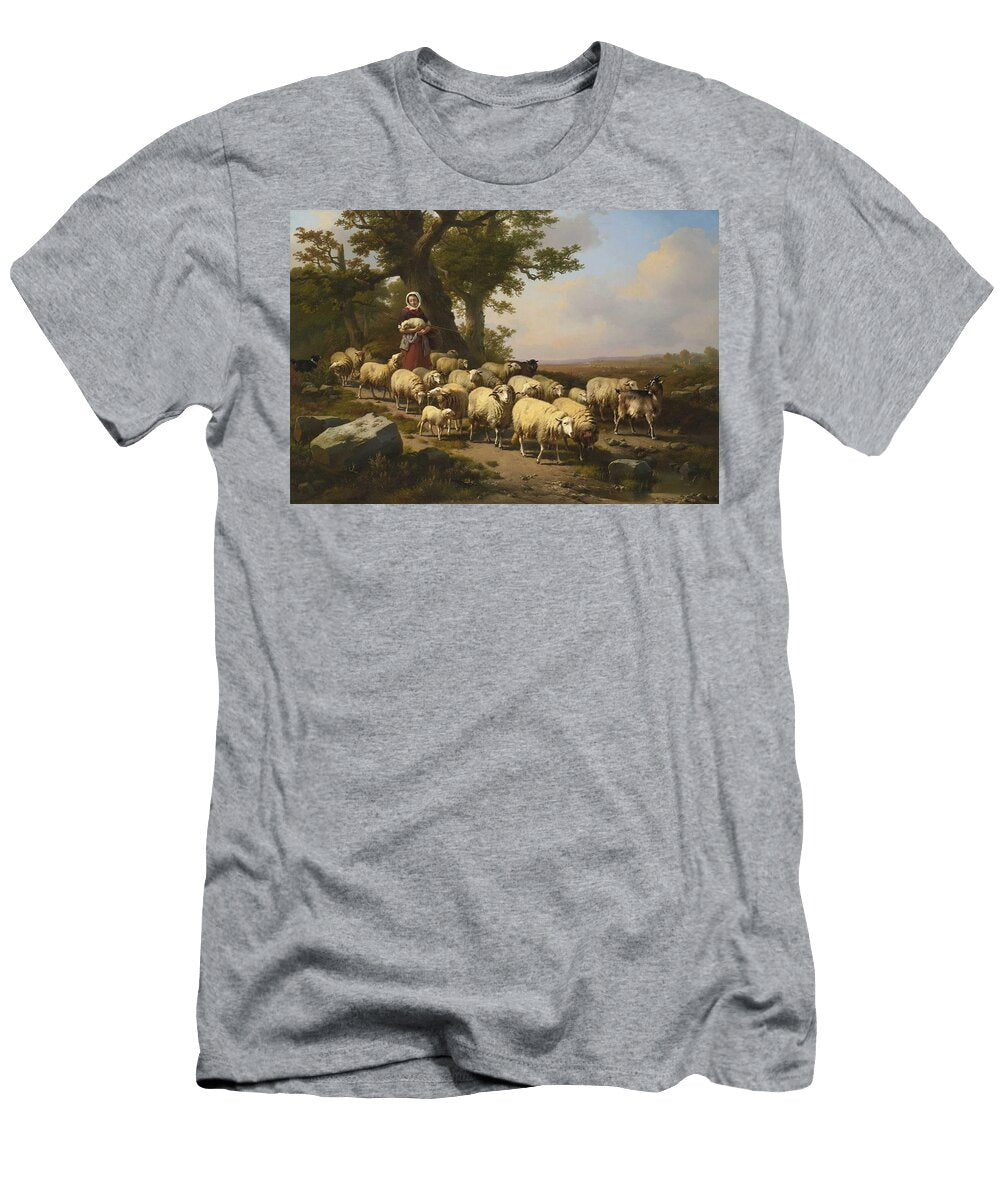 Eugene Verboeckhoven 1799 1881 Rider Conversing with a Shepherdess in an Extensive Landscape Celestial Images T-Shirt
