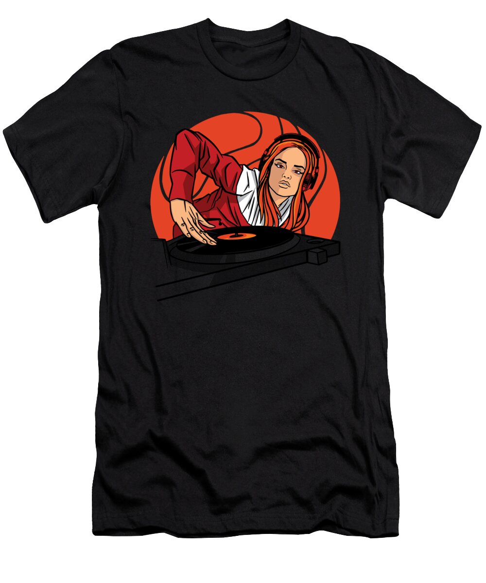 Female DJ on the Turntables Designed By Vexels T-Shirt