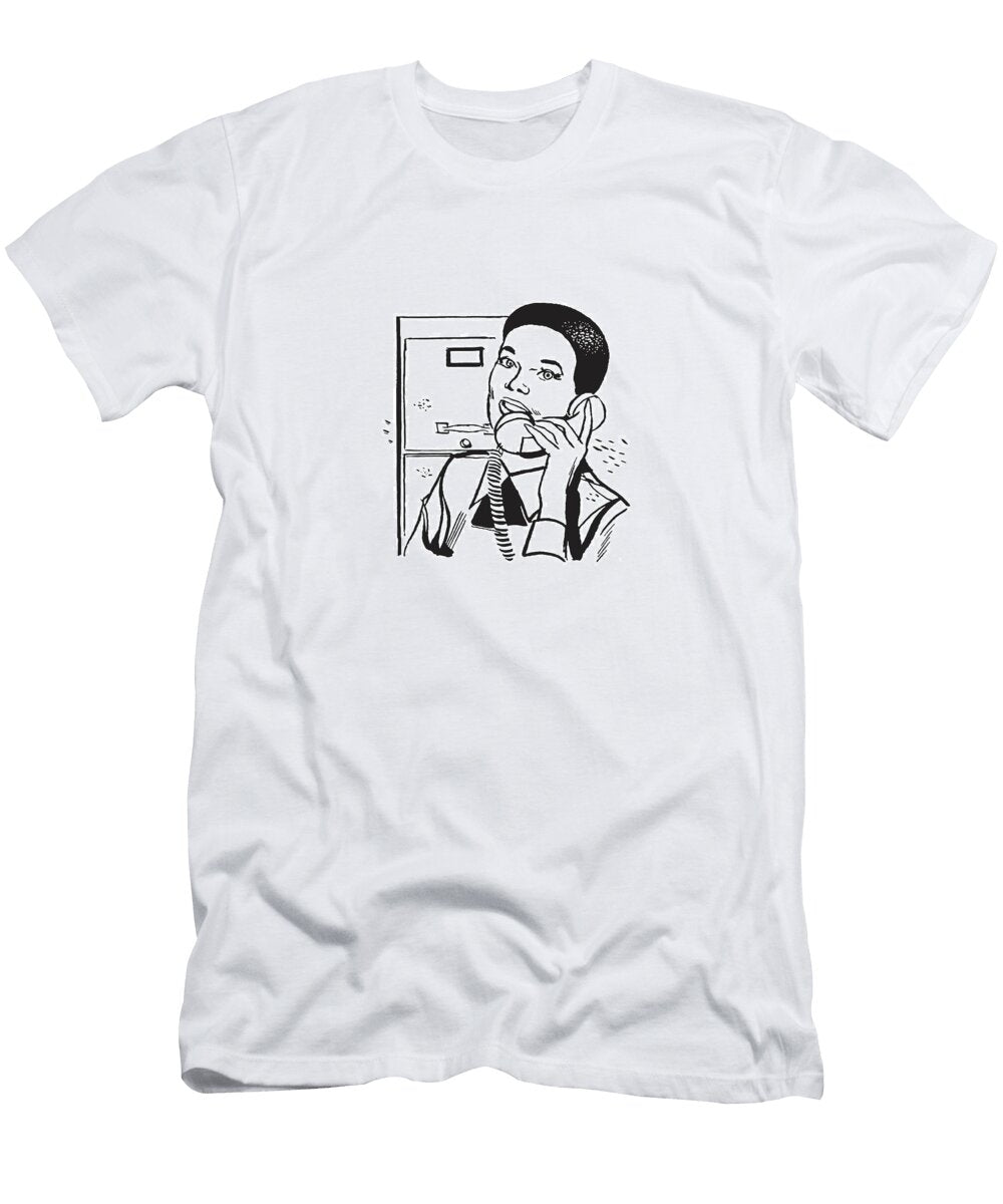 Female Office Worker on Telephone in Front of File Cabinet Csa Images T-Shirt