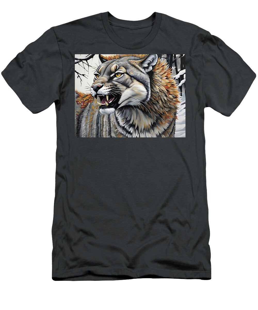 Fierce Tiger in Winter Forest Jon Fennel T-Shirt