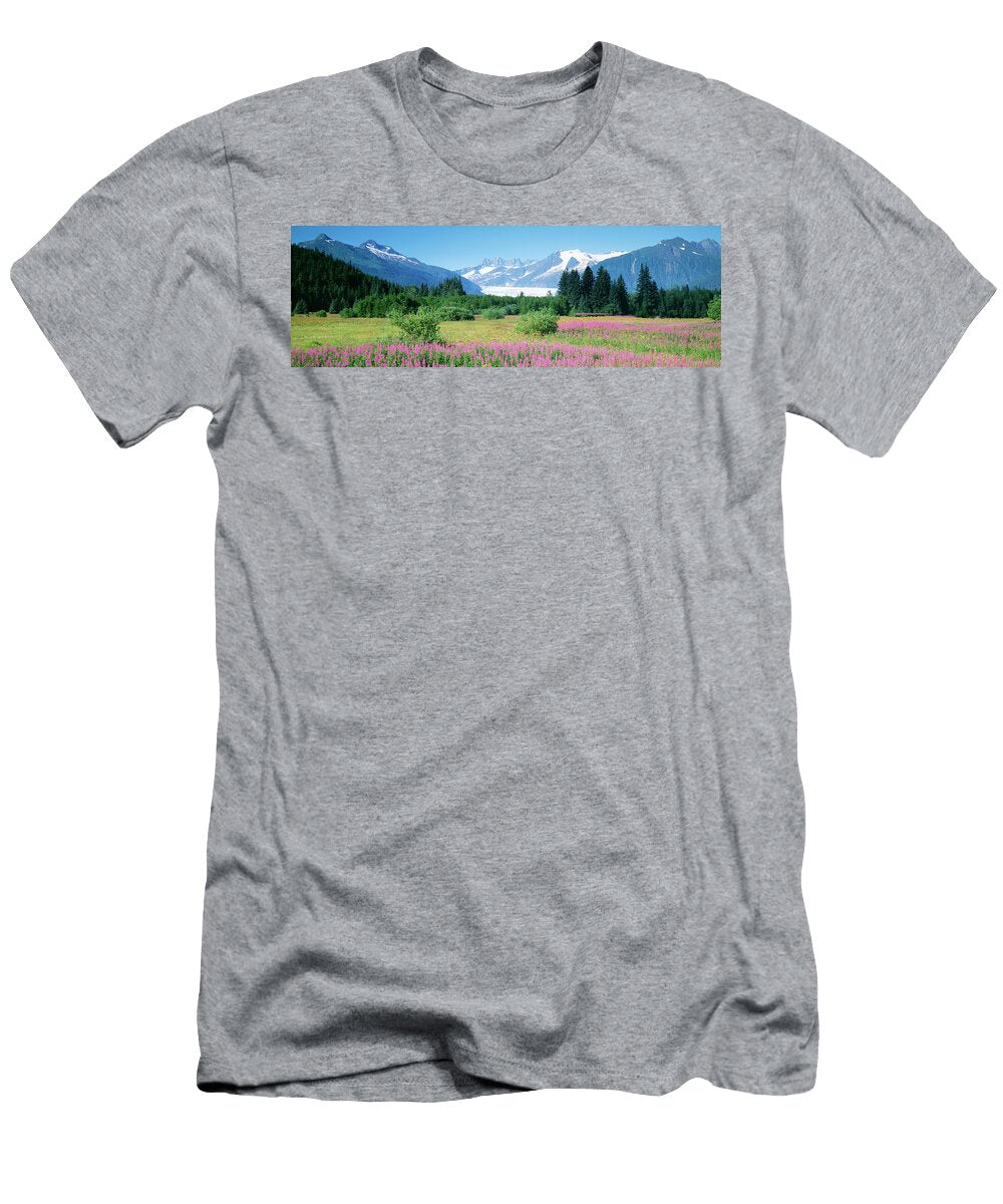 Fireweed Mendenhall Glacier Juneau Panoramic Images T-Shirt