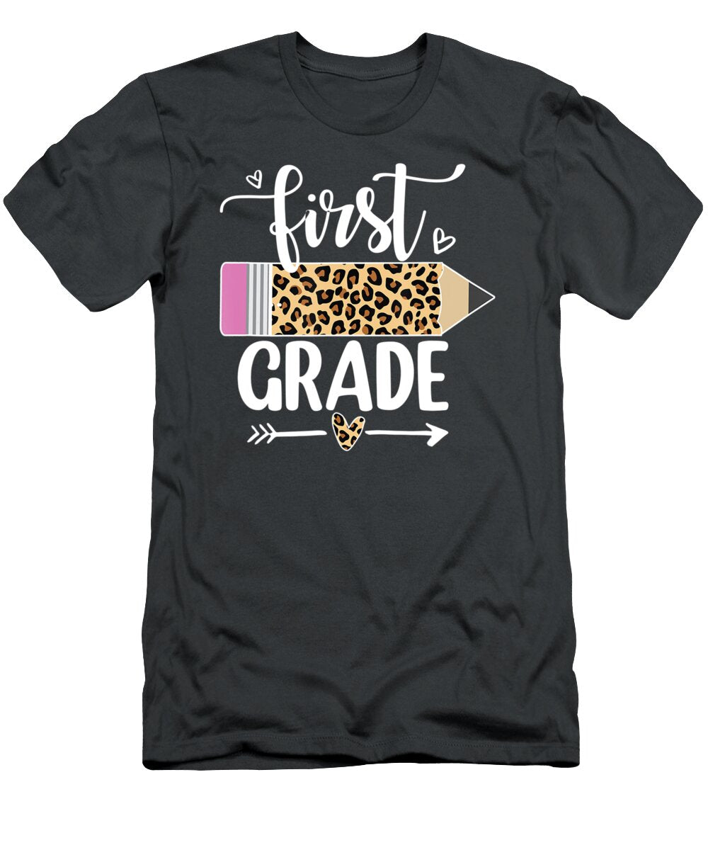 First Grade Leopard Pencil 1st Day of School Teacher Student Tuong Cau Pham T-Shirt